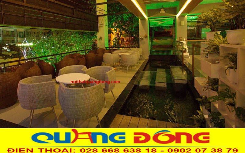 Bàn ghế nhựa giả mây cung cấp cafe Green