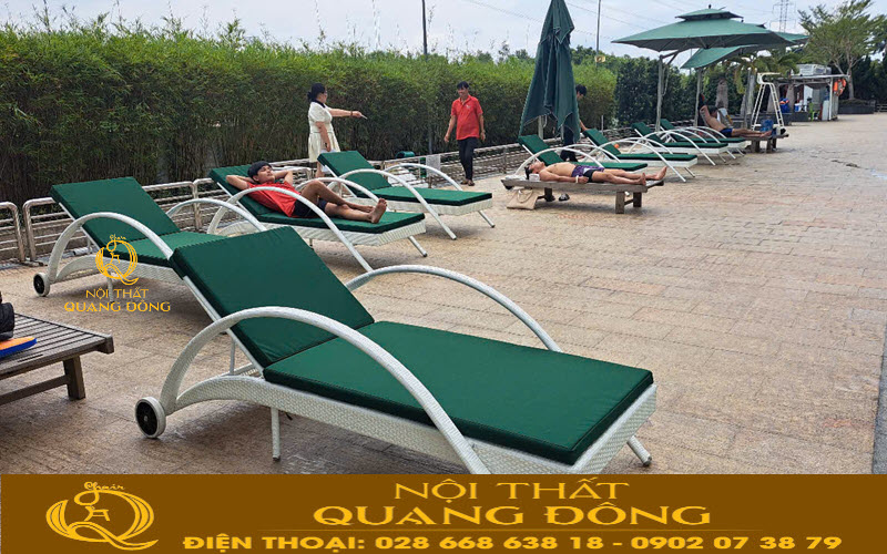 Ghế nằm hồ bơi QD-1280 giúp không gian ngoài trời thêm sang trọng và tiện nghi Ghế nằm hồ bơi mây nhựa QD-1280 tô điểm thêm cho không gian ngoài trời