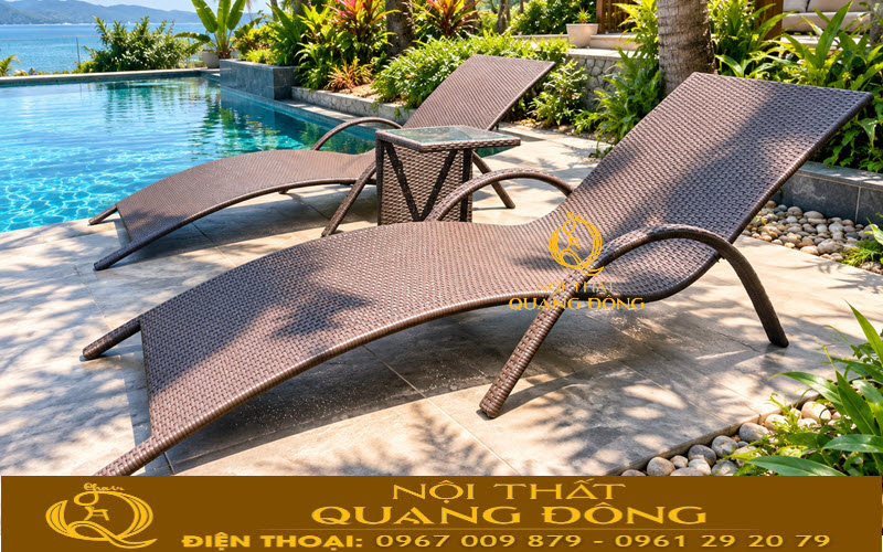 Ghế hồ bơi QD-1282 có khung bằng thép sơn tĩnh điện giữ form dáng ổn định