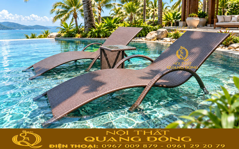 Ghế hồ bơi giả mây QD-1282 điểm nhấn ấn tượng cho không gian hồ bơi Ghế hồ bơi giả mây QD-1282 điểm nhấn đẹp cho không gian xanh