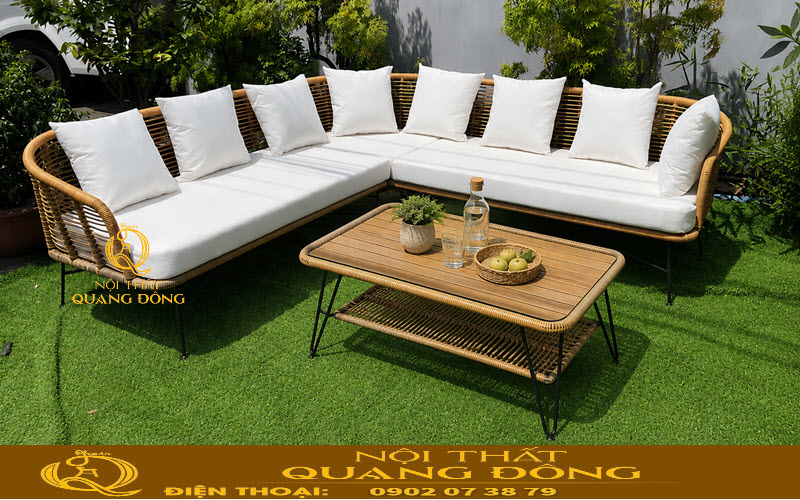Sofa giả mây QD-705 sử dụng sơi mây nhựa cao cấp