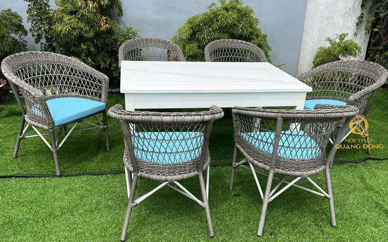 Bàn ghế cà phê mây nhựa QD-317 của Nội thất Quang Đông