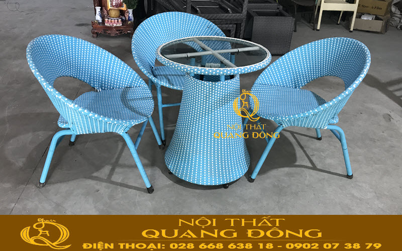 Bàn ghế mây nhựa QD-044 Nội thất Quang Đông