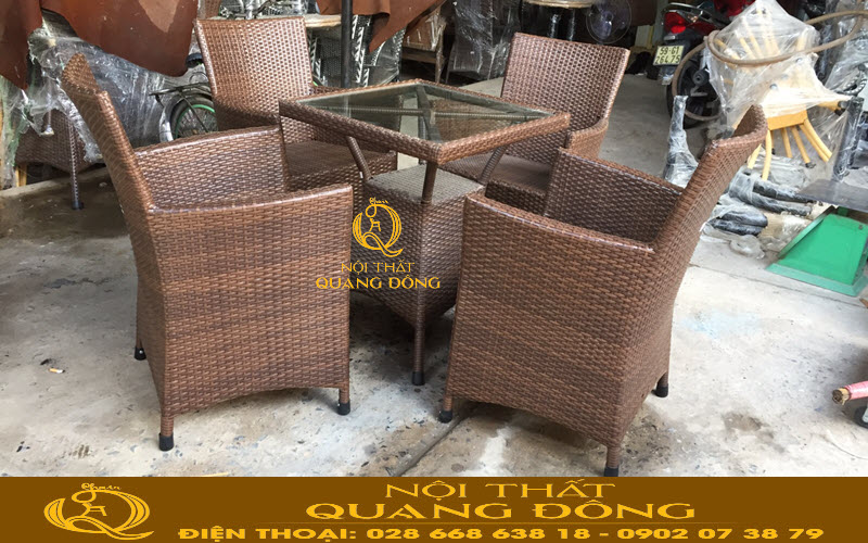 Bàn ghế giả mây QD-064 Nội thất Quang Đông