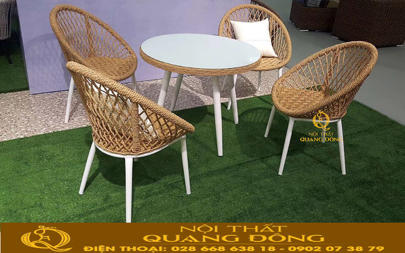 Bàn ghế giả mây QD-2031 sang trọng, độc đáo cho mọi không gian