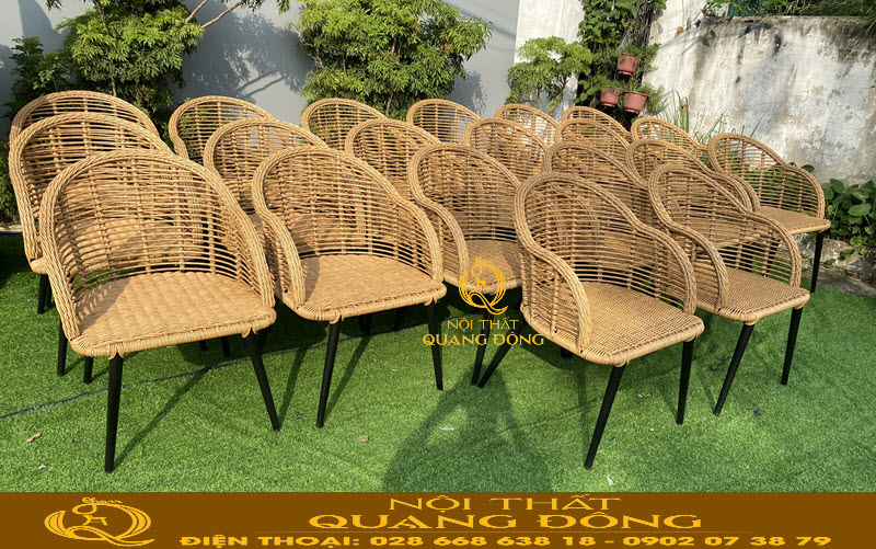 Bàn ghế mây nhựa QD-2090 kích thước nhỏ gọn phù hợp nhiều không gian