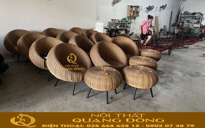 Bàn ghế giả mây QD-2093 Nội thất Quang Đông mẫu mã đa dạng