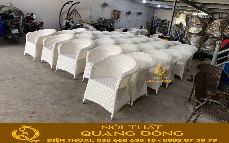 Ghế giả mây QD-2095 được ghi hình trực tiếp tại xưởng Nội Thất Quang Đông Ghế giả mây QD-2095 ghi hình tại xưởng Nội Thất Quang Đông