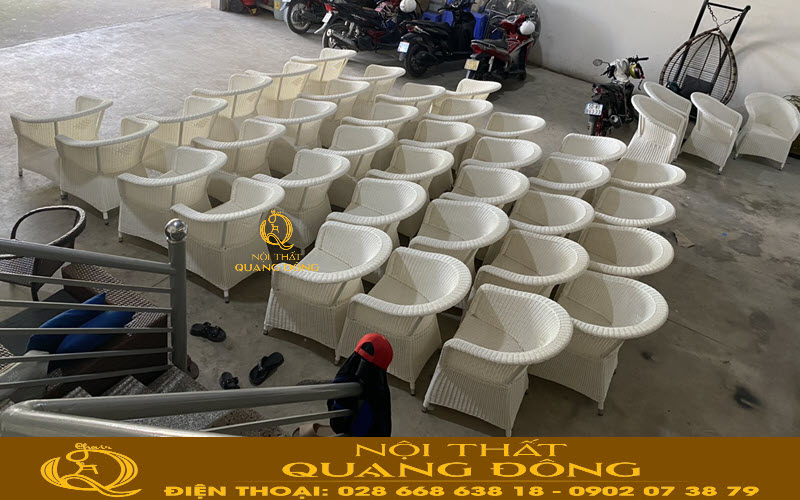 Góc nhìn từ trên xuống của ghế giả mây QD-2095 Mẫu ghế giả mây QD-2095 với góc nhìn từ trên xuống
