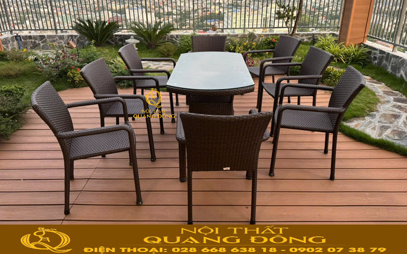 Bàn ghế mây nhựa QD - 2100 lựa chọn hoàn hảo cho quán cafe Bàn ghế mây nhựa QD - 2100 thiết kế bền bỉ, hiện đại được nhiều quán cafe lựa chọn