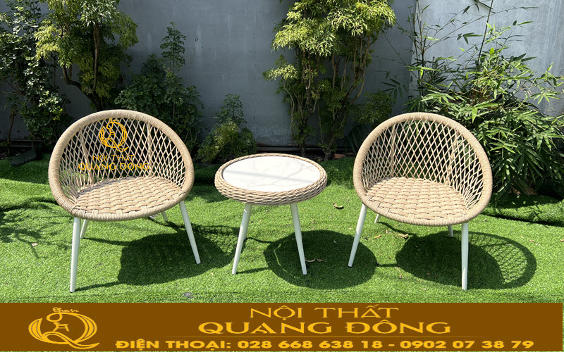 Bàn ghế giả mây QD - 2110 kiểu dáng tối ưu cho không gian kinh doanh