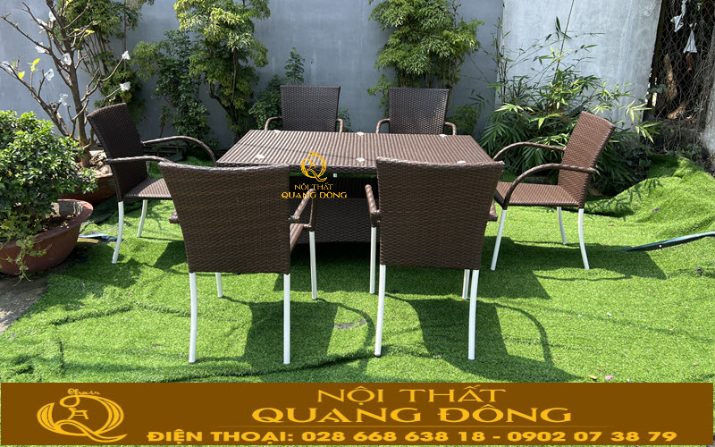 Bàn ghế đan giả mây QD - 2113 giúp tăng trải nghiệm và giữ chân khách hàng