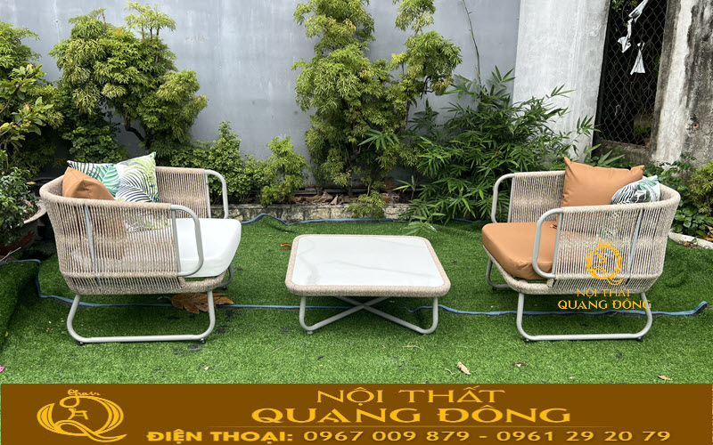 Dây dù 6ly đan quấn ken theo chiều dọc tạo đường đan rõ ràng cho ghế giả mây QD-2118