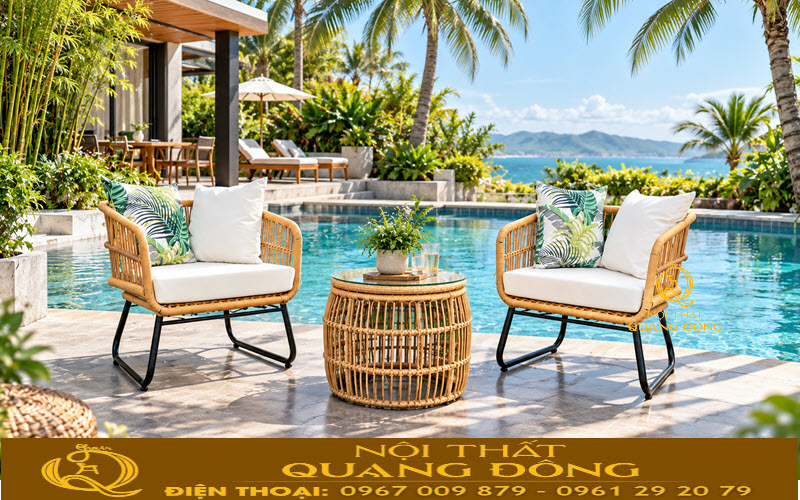 Bộ bàn ghế giả mây QD-2119 phù hợp nhiều không gian thư giãn