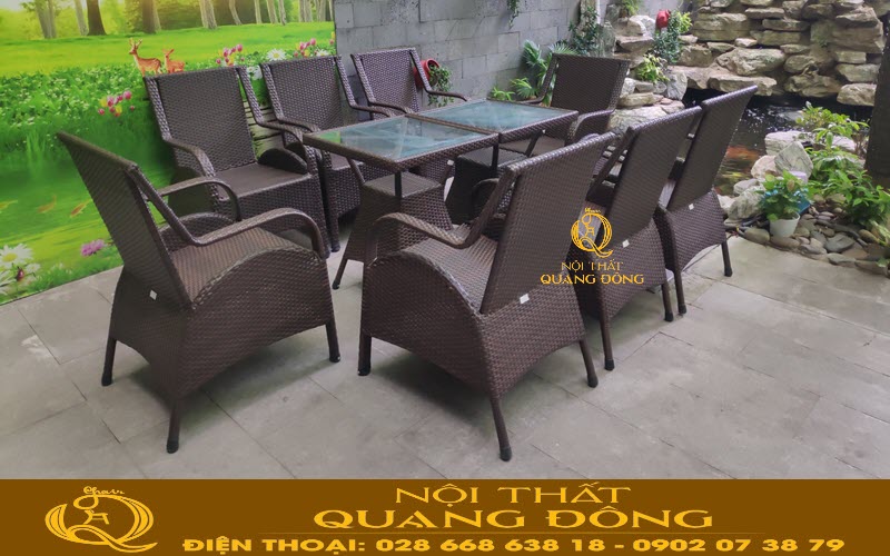 Bàn ghế cà phê ngoài trời QD-272 Nội thất Quang Đông Bàn ghế mây nhựa QD-272 Nội thất Quang Đông