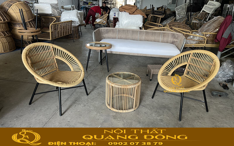 Mẫu ghế giả mây QD-282 ghi hình tại xưởng Nội Thất Quang Đông trước khi bàn giao cho vinpearl nha trang