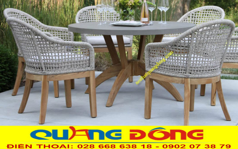 Bàn ghế giả mây đan dây dù giả mây