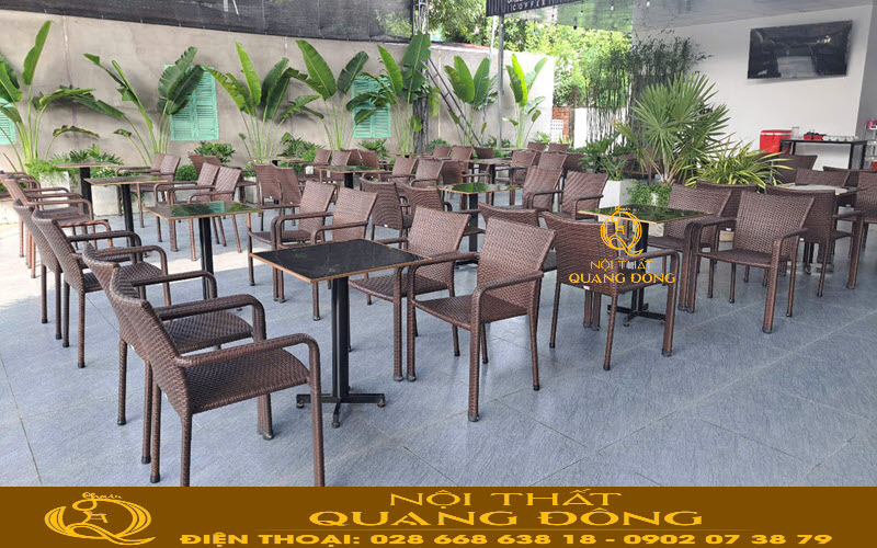 Bàn ghế cà phê mây nhựa thích hợp khí hậu Việt Nam