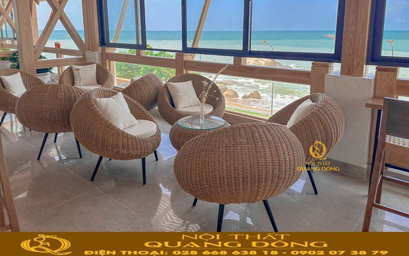 Bàn ghế giả mây đa dạng kiểu dáng Bàn ghế giả mây có thể thiết kế thành nhiều kiểu dáng