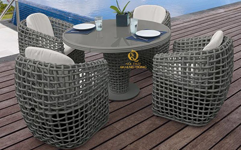 bàn ghế giả mây ngoài trời Nội thất Quang Đông