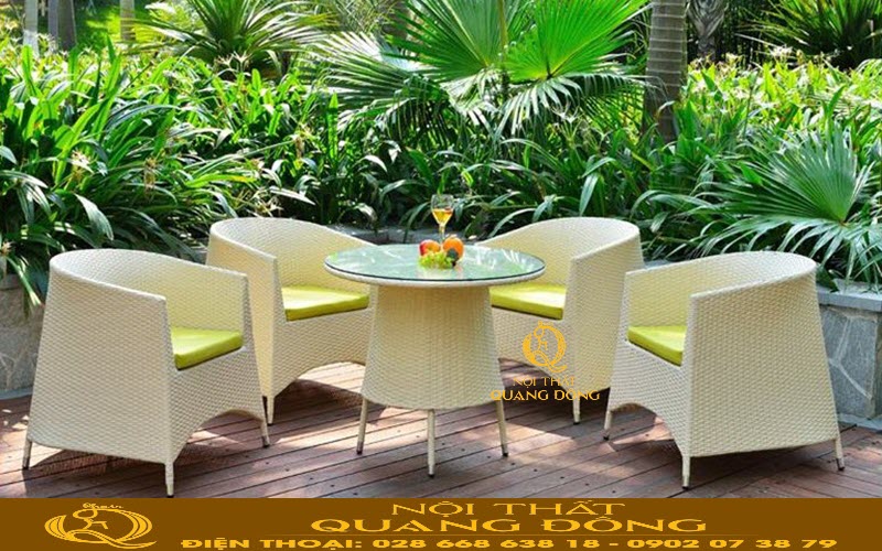 Bàn ghế giả mây phù hợp với cafe phong cách tropical Bàn ghế giả mây phù hợp với phong cách nhiệt đới