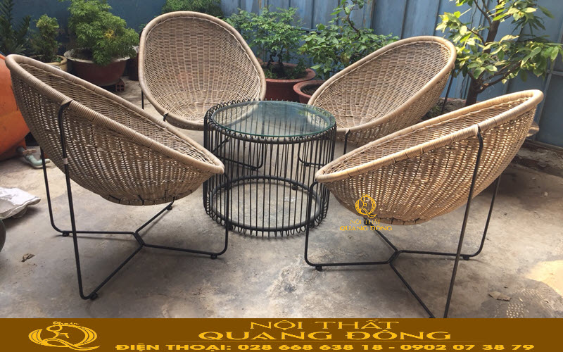 Bàn ghế giả mây thiết kế thẩm mỹ, tạo dấu ấn riêng cho quán Bàn ghế giả mây Nội thât Quang Đông thiết kế thẩm mỹ, gần gũi với thiên nhiên