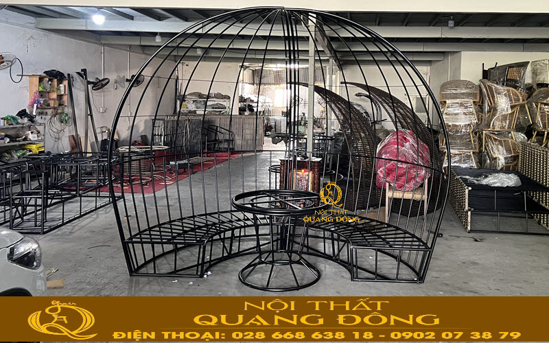 Sofa mây nhựa QD - 755 có khung bằng thép định hình chắc chắn