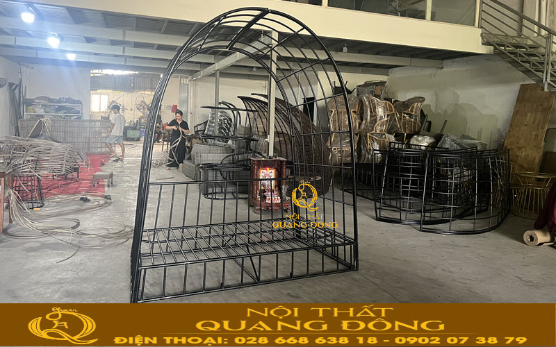 Sofa mây nhựa QD - 708 sử dụng thép sơn tĩnh điện chắc chắn