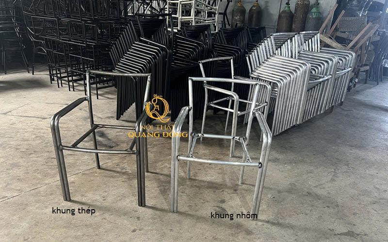 Khung sườn ghế mây nhựa tại xưởng Nội thất Quang Đông