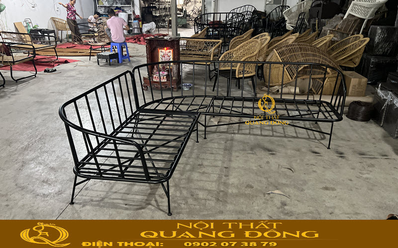 Sofa giả mây QD-705 với khung thép sơn tĩnh điện chắc chắn