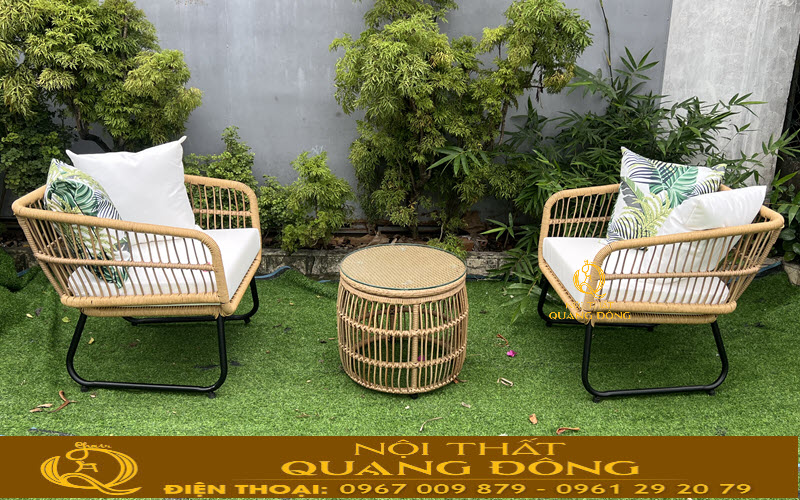 Khung thép hoàn thiện bằng sơn tĩnh điện giúp nâng đỡ cho bàn ghế QD-2119