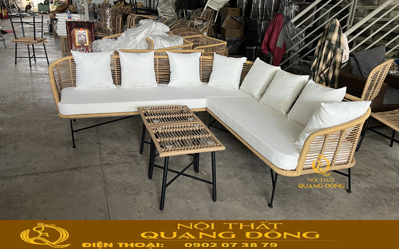 Sofa giả mây QD-705 vừa được hoàn thiện tại xưởng Nội thất Quang Đông