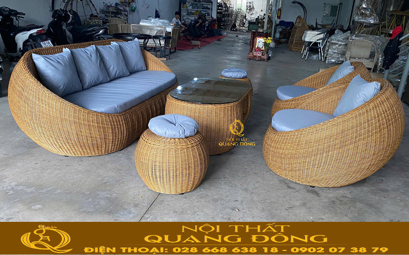 Sofa giả mây Qd-753 tại xưởng Nội thất Quang Đông