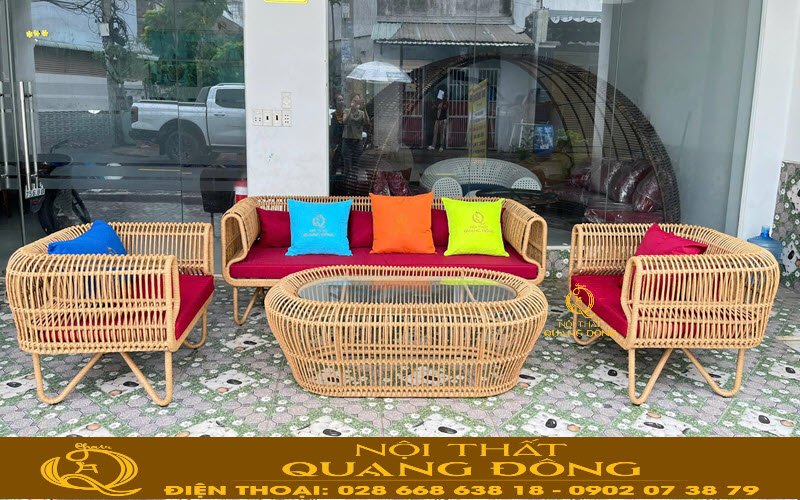 Sofa mây nhựa QD-754 bền đẹp tại Nội thất Quang Đông