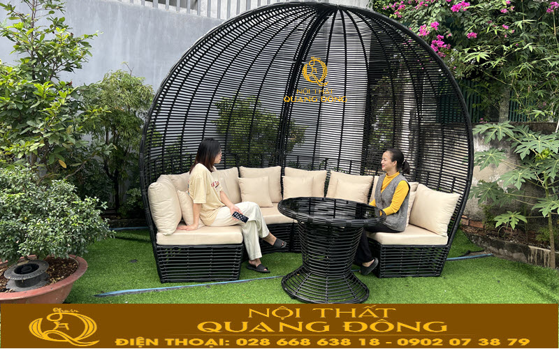 Sofa mây nhựa QD - 755 được đan tay thủ công tỉ mỉ 100%