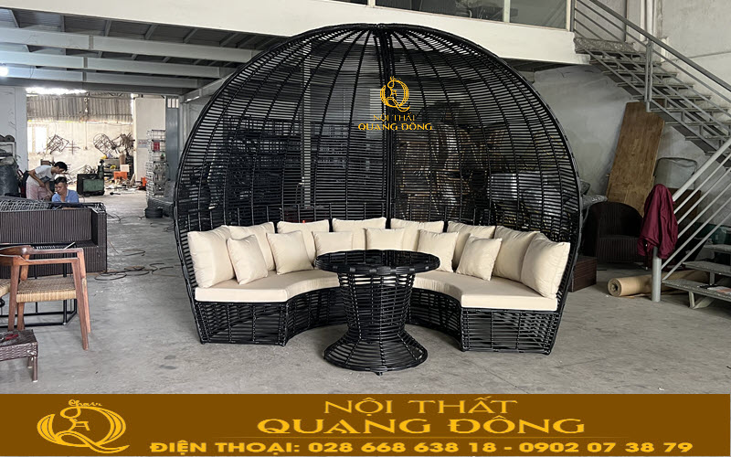Sofa mây nhựa QD - 755 tại xưởng Nội thất Quang Đông